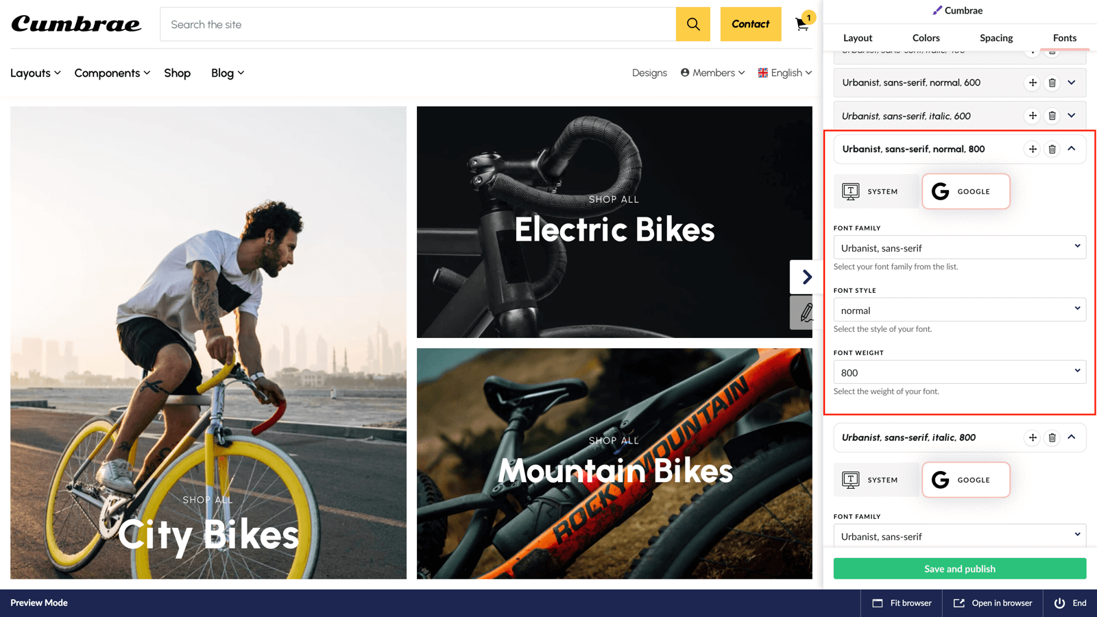279 new Google Fonts available in Umbraco themes.