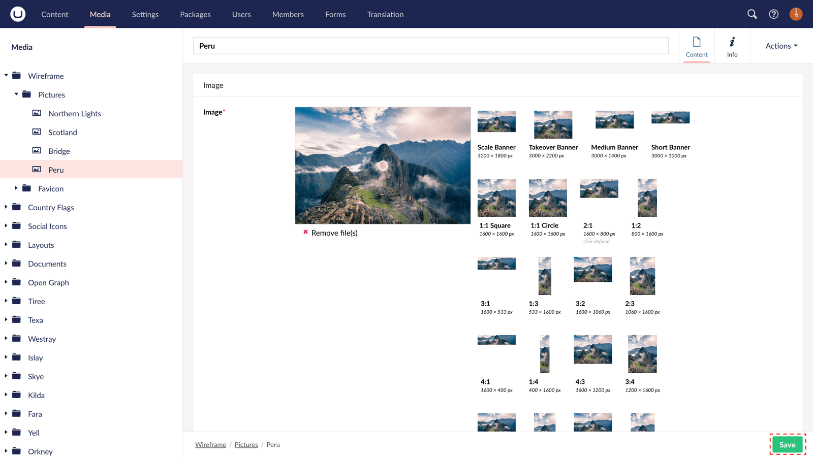 Save your new crops in uSkinned for Umbraco.