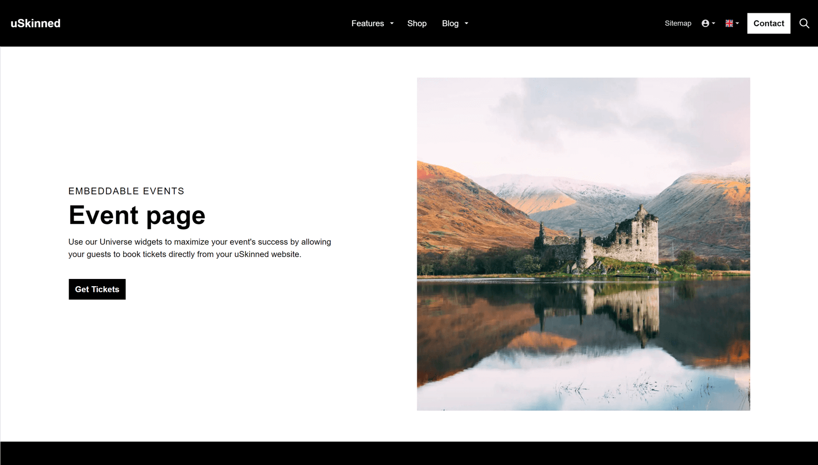 Universe embed button on uSkinned for Umbraco website.