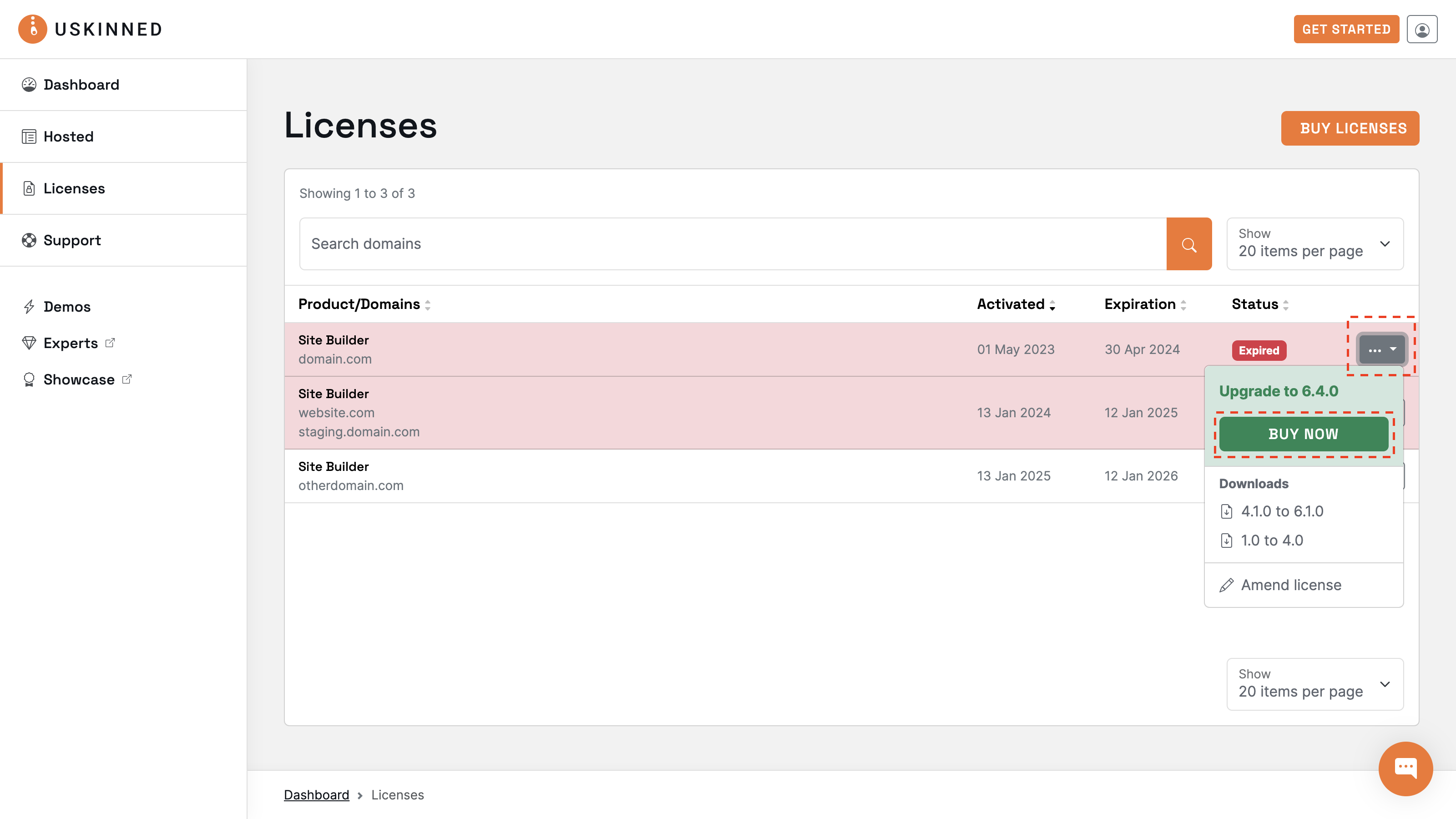 Expired license requires an upgrade.