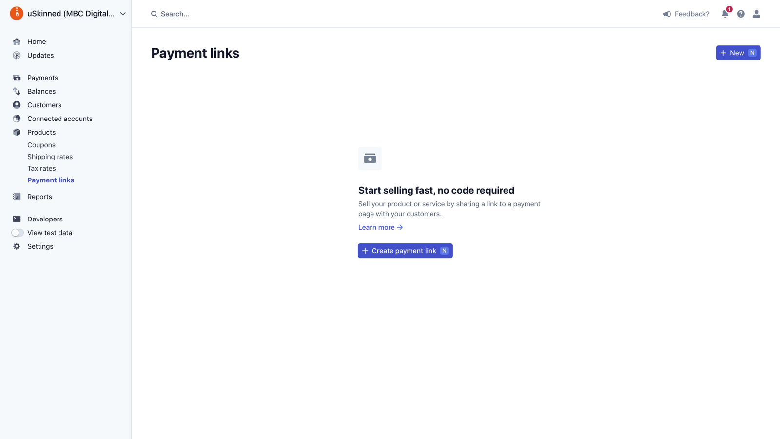 Create Stripe Payment link.