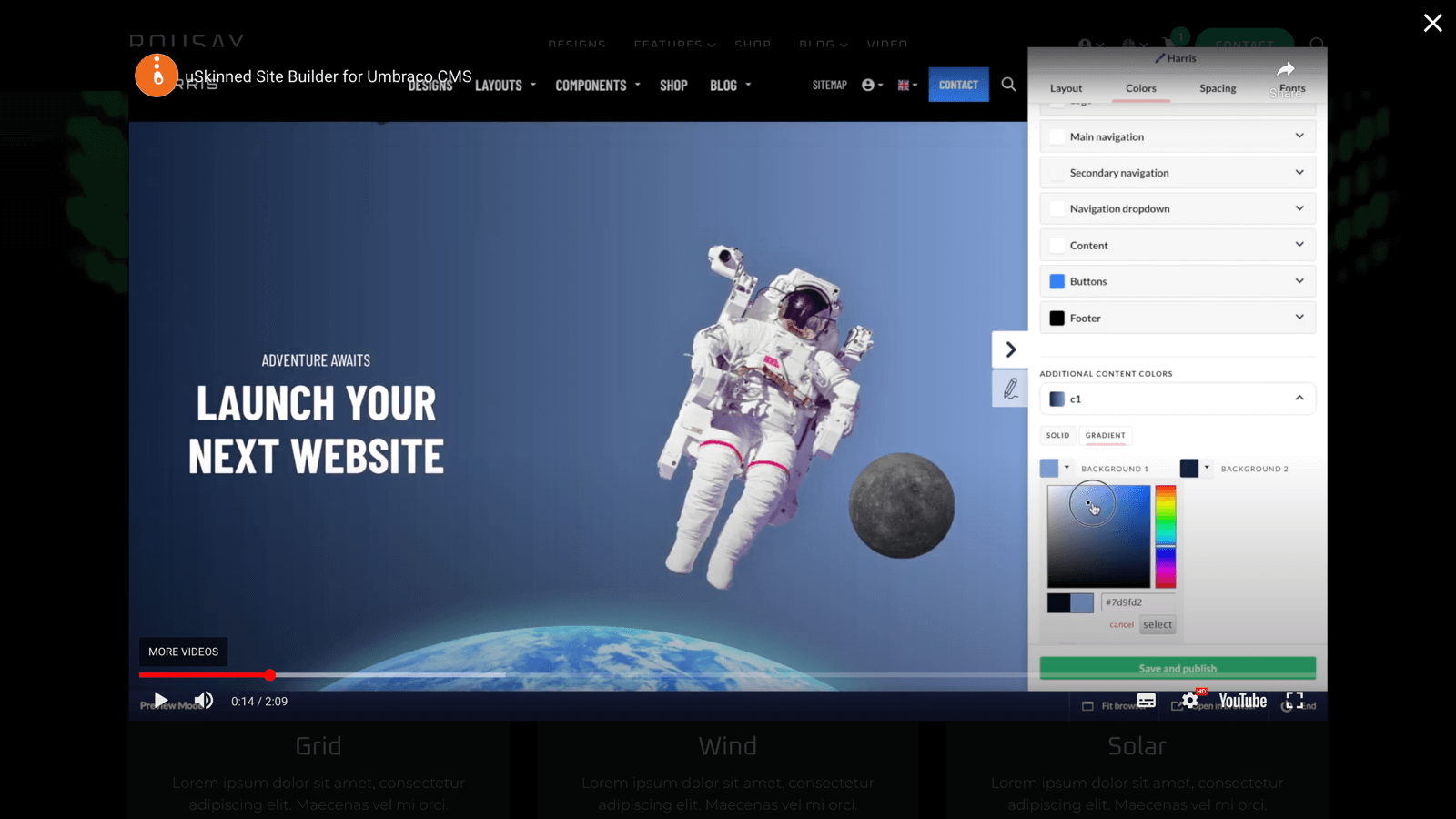 View any type of content in a modal box with uSkinned for Umbraco.
