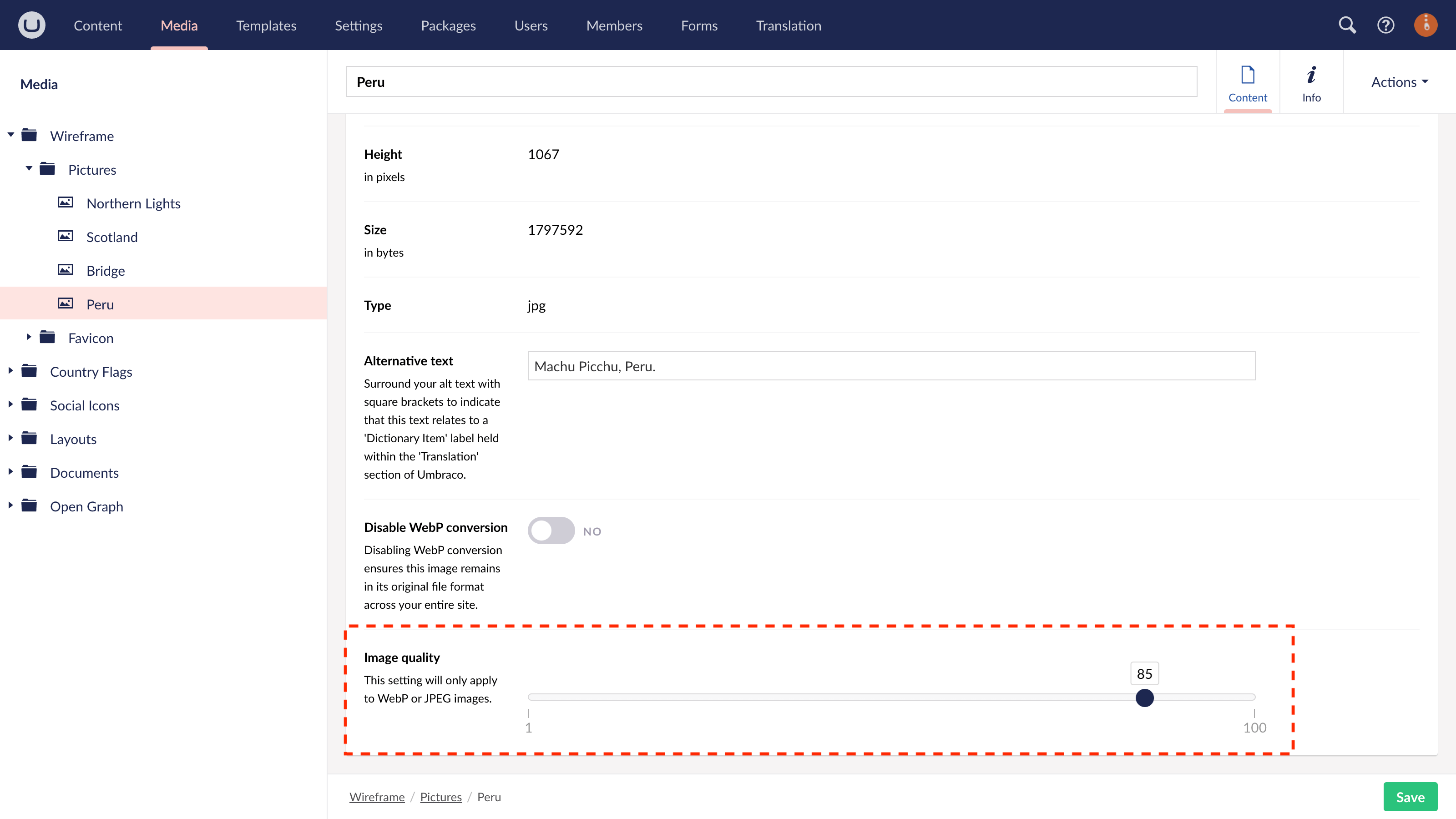 Change image quality of any image in uSkinned for Umbraco.