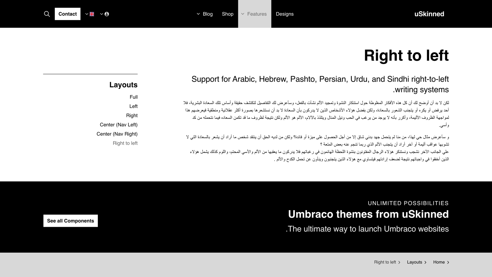 Right to Left languages with uSkinned for Umbraco.