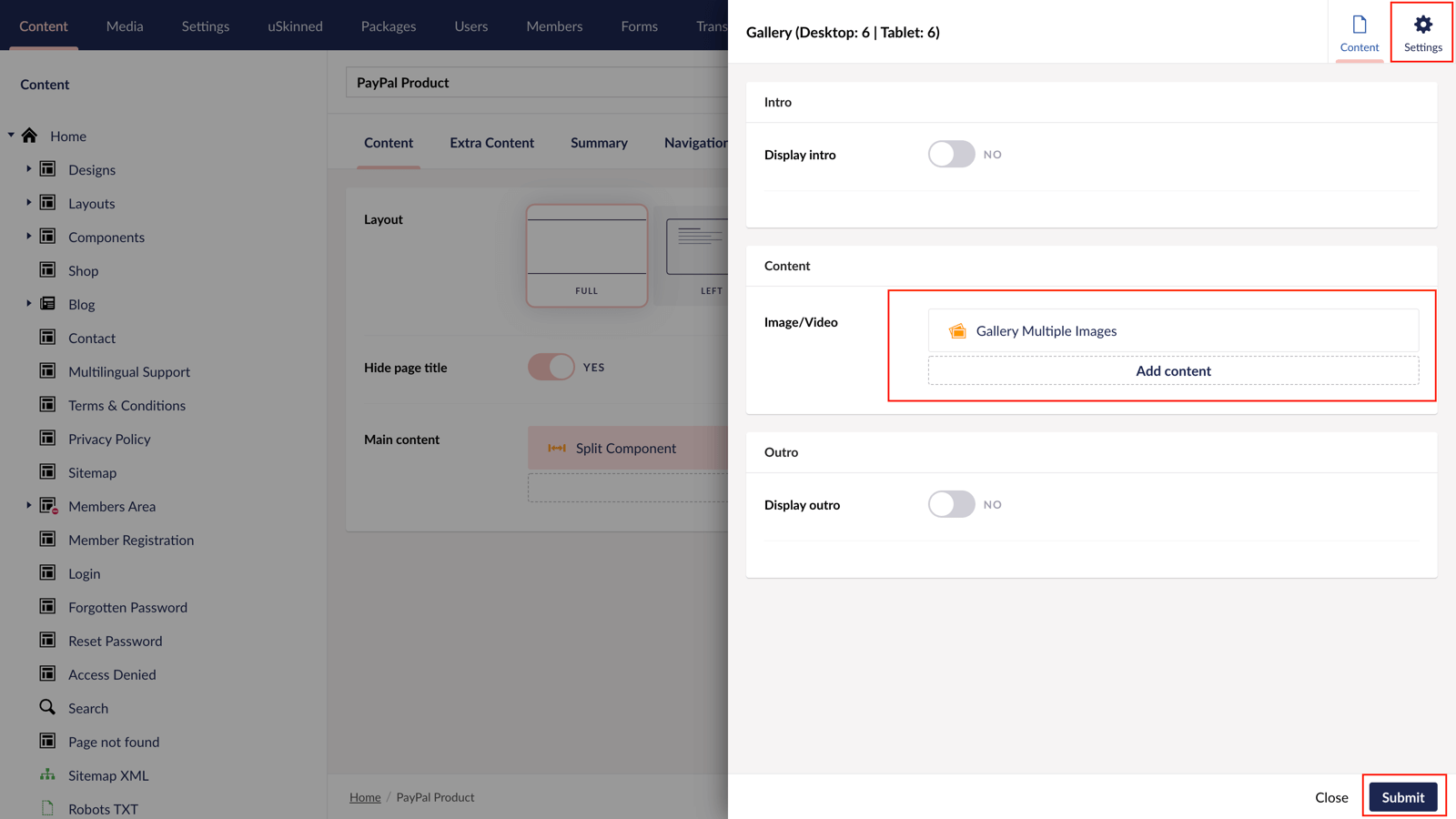 Multiple gallery images in Umbraco.