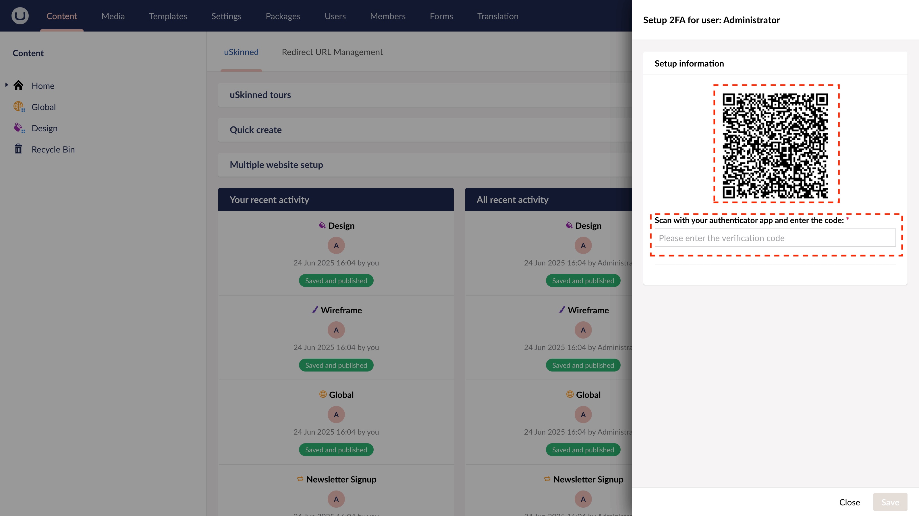 Scan the QR code with your authentication app.