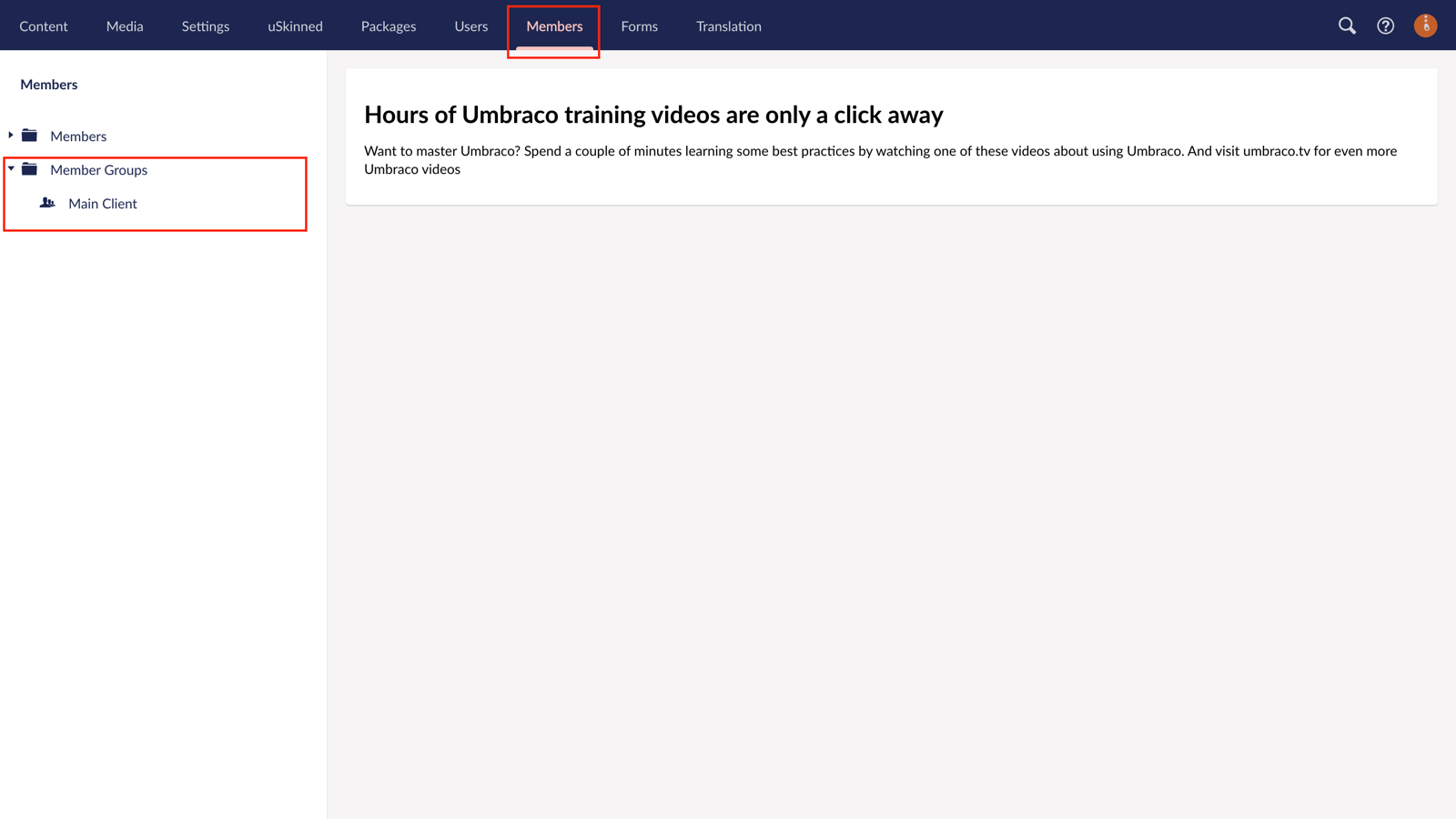 Members area of uSkinned for Umbraco.