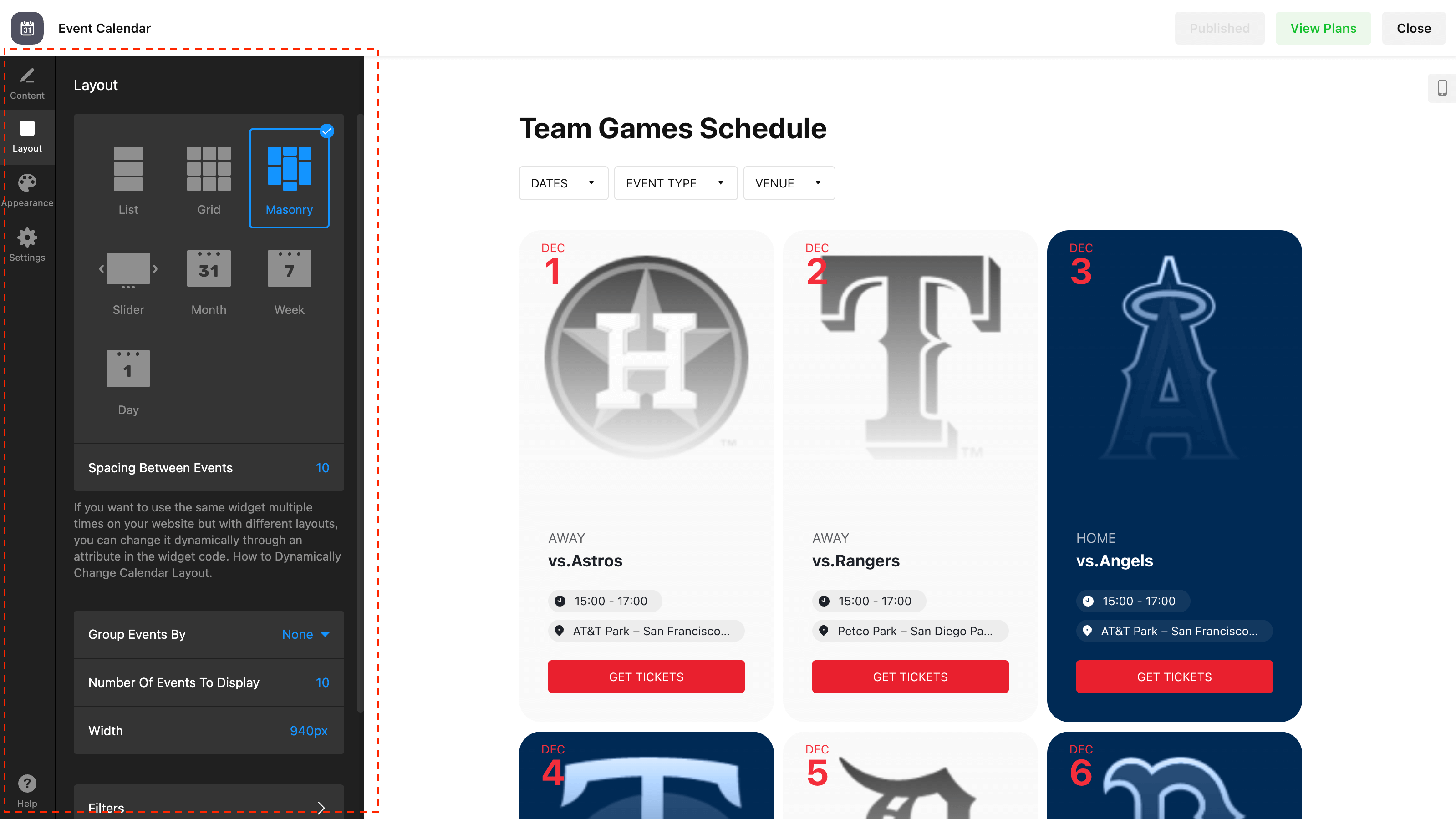 Create an Event Calendar with Elfsight for uSkinned.