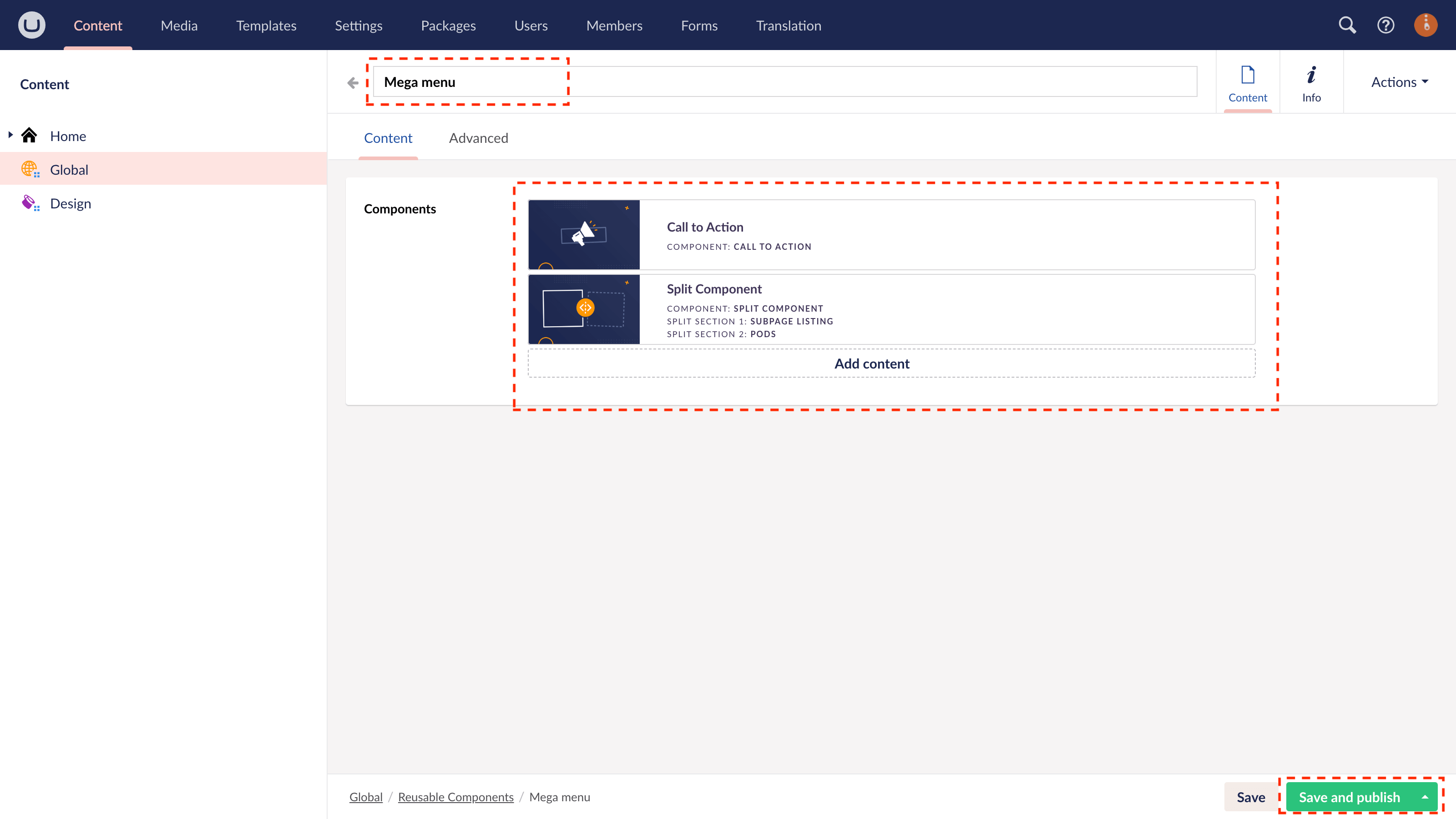 Add components for Mega Menu in uSkinned for Umbraco.