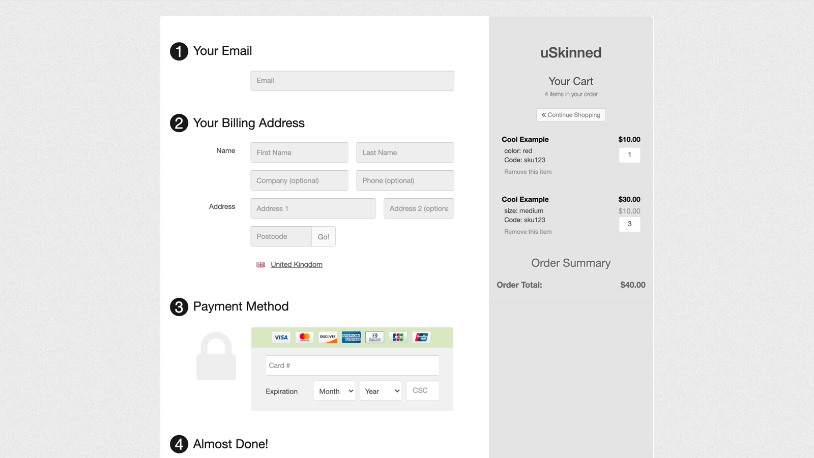 FoxyCart hosted checkout page.
